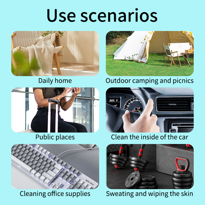 1. Water-based wipes, moisturizing the skin while cleaning it.
2. Selected formula, effectively reducing skin irritation, suitable for wiping the body and private parts.
3. Sterilizing and disinfecting wipes, effectively reducing the number of bacteria.
4. Sanitary and disinfecting sanitary wipes are 3 times stronger than paper towels.
5. Mioszzi travel-sized sanitary wipes, large quantity and affordable price.