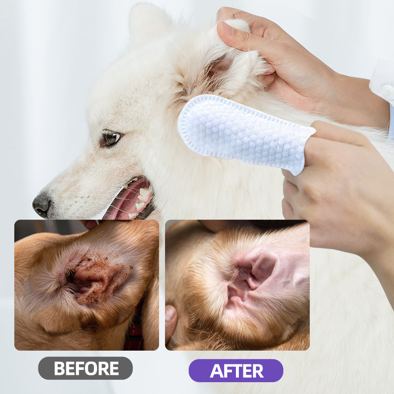1、Mioszzi ear finger wipes for dogs , cats and other small animals.
2、Gently remove ear wax, debris, sooths and deodorizes , relieve ear itching and inflammation.
3、Diversity of usage,can be used to clean ears, teeth and around eyes.
4、All natural ingredients, alcohol free ,gentle and non-irritating, protecting the health of pets.
5、Wider and larger finger sleeve, pearl pattern design, cleans more thoroughly.
