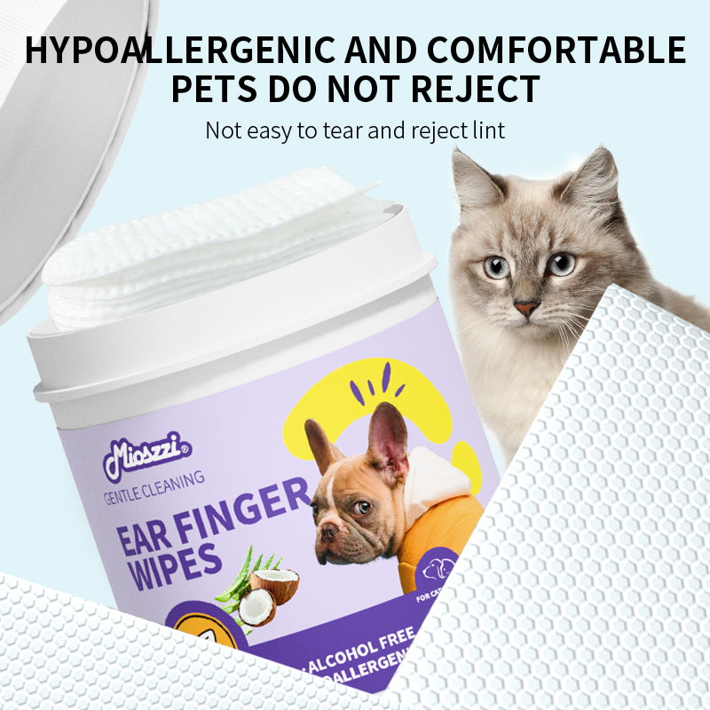 1. Water-based wipes, with excellent water absorption, moisturizing pet skin.
2. Made of plant-based non-woven material, thick, soft, and with excellent tear resistance.
3. Deodorizing wipes, effectively remove stubborn odors from pets.
4. Hypoallergenic formula, ensuring safety for cats and dogs.
5. Clean pet paws and skin, with portable canned grooming finger wipes.