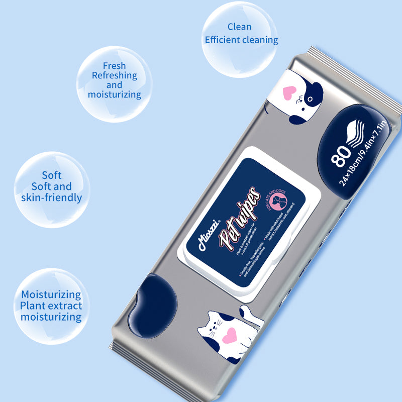 1. Soothing cleansing formula, clean anus and anal gland hygiene, so that pets are refreshed and comfortable.
2. Antibacterial and deodorant pet wipes can effectively kill bacteria.
3. Clean deodorant wipes to gently remove dirt, debris, and odors.
4. Universal pet wipes for cats, dogs, rabbits and hamsters.
5. Finger wipes can be cleaned 360 degrees without missing anything.