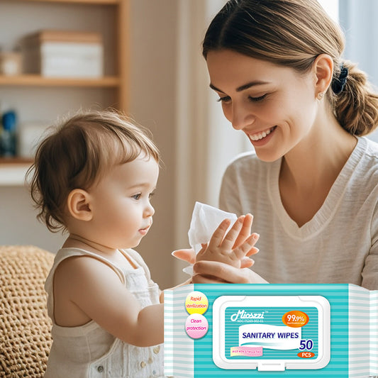 Mioszzi's disinfecting wet wipes are alcohol-free and do not contain migratory fluorescent whitening agents, making them gentle and non-irritating. 