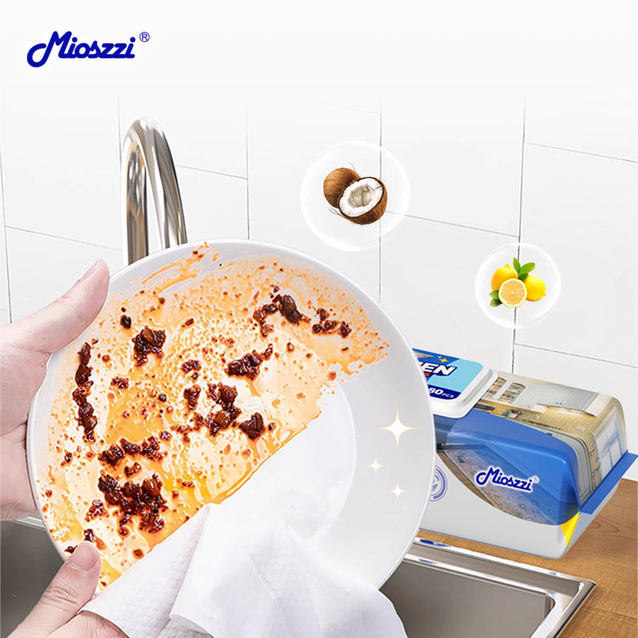 Mioszzi kitchen cleaning wipes use non-woven fabrics with 3D three-dimensional pearl pattern design