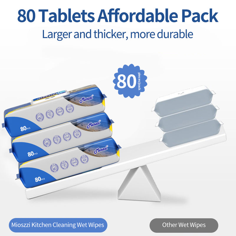 6 Packs Special Package Mioszzi Kitchen Cleaning Wet Wipes Quickly Dissolve Limescale & Soap Scum Bleach-free Non-irritating Formula Gentle and Gentle on Hands Thickened Material Deep Cleaning Must-have for Bathroom Renovation Multi-surface Cleaning Wipes