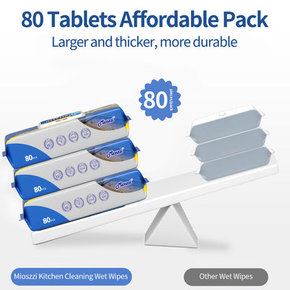 6 Packs Special Package Mioszzi Kitchen Cleaning Wet Wipes Quickly Dissolve Limescale & Soap Scum Bleach-free Non-irritating Formula Gentle and Gentle on Hands Thickened Material Deep Cleaning Must-have for Bathroom Renovation Multi-surface Cleaning Wipes