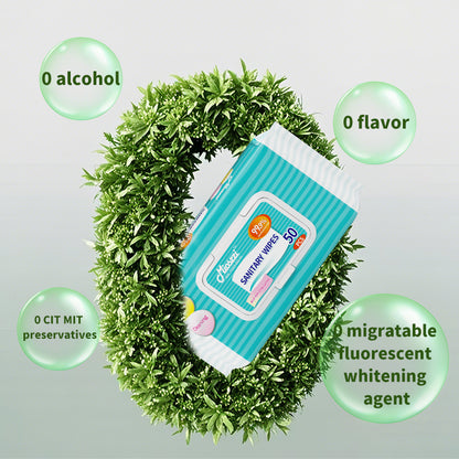 1. Water-based hygienic wipes, clean the skin while moisturizing it.

2. Selected formula, effectively reduces skin irritation, suitable for wiping the body and private parts.

3. Antibacterial disinfectant wipes, kill bacteria, remove stubborn stains, remove 99.9% of allergens on the surface, and effectively reduce the number of bacteria.

4. Hygienic wipes have a cleaning ability 3 times stronger than ordinary paper towels.

5. Mioszzi travel-sized hygienic wipes, 50 pieces per pack, affordable.