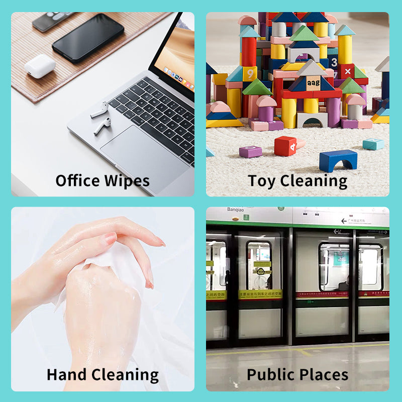 1. Water-based hygienic wipes, clean the skin while moisturizing it.

2. Selected formula, effectively reduces skin irritation, suitable for wiping the body and private parts.

3. Antibacterial disinfectant wipes, kill bacteria, remove stubborn stains, remove 99.9% of allergens on the surface, and effectively reduce the number of bacteria.

4. Hygienic wipes have a cleaning ability 3 times stronger than ordinary paper towels.

5. Mioszzi travel-sized hygienic wipes, 50 pieces per pack, affordable.