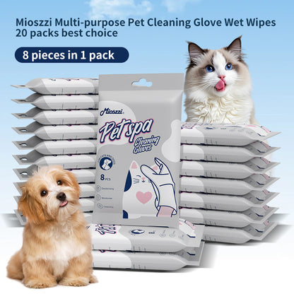 1. Gently removes dirt, debris and odors. Super strong deodorizing ability.

2. Infused with fermented coconut oil, nourishes and smoothes hair.

3. Removes sweat and dirt while fighting bacteria.

4. Fresh coconut scent calms and soothes pets' emotions, making pets fall in love with cleaning.

5. Multi-purpose pet glove wipes for cleaning body and ear wax.