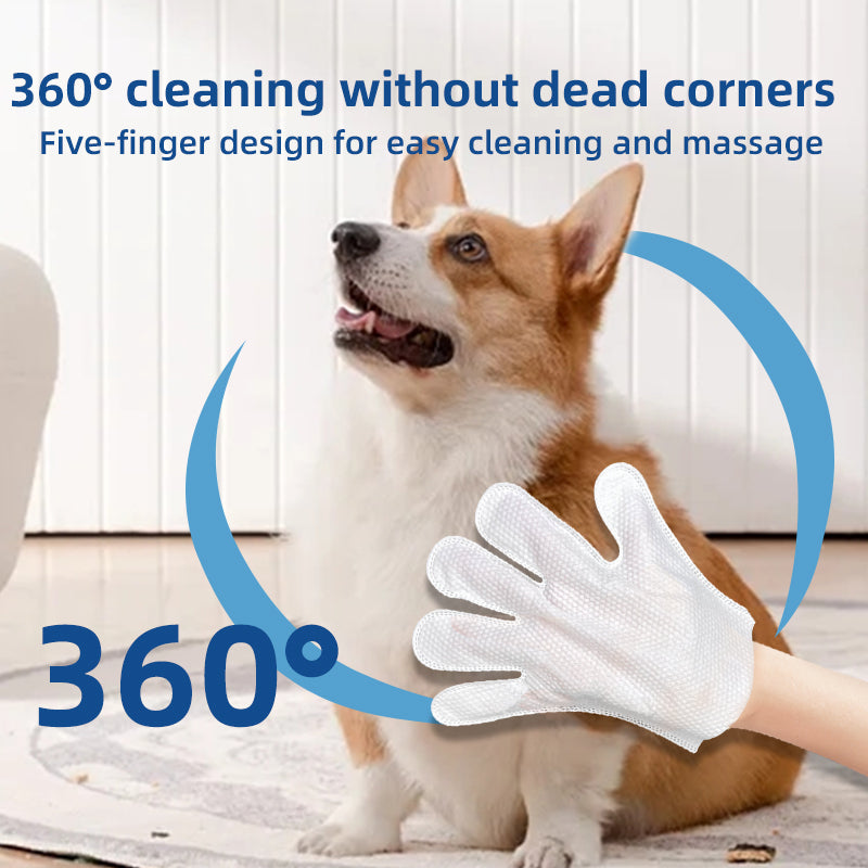 1. Gently removes dirt, debris and odors. Super strong deodorizing ability.

2. Infused with fermented coconut oil, nourishes and smoothes hair.

3. Removes sweat and dirt while fighting bacteria.

4. Fresh coconut scent calms and soothes pets' emotions, making pets fall in love with cleaning.

5. Multi-purpose pet glove wipes for cleaning body and ear wax.