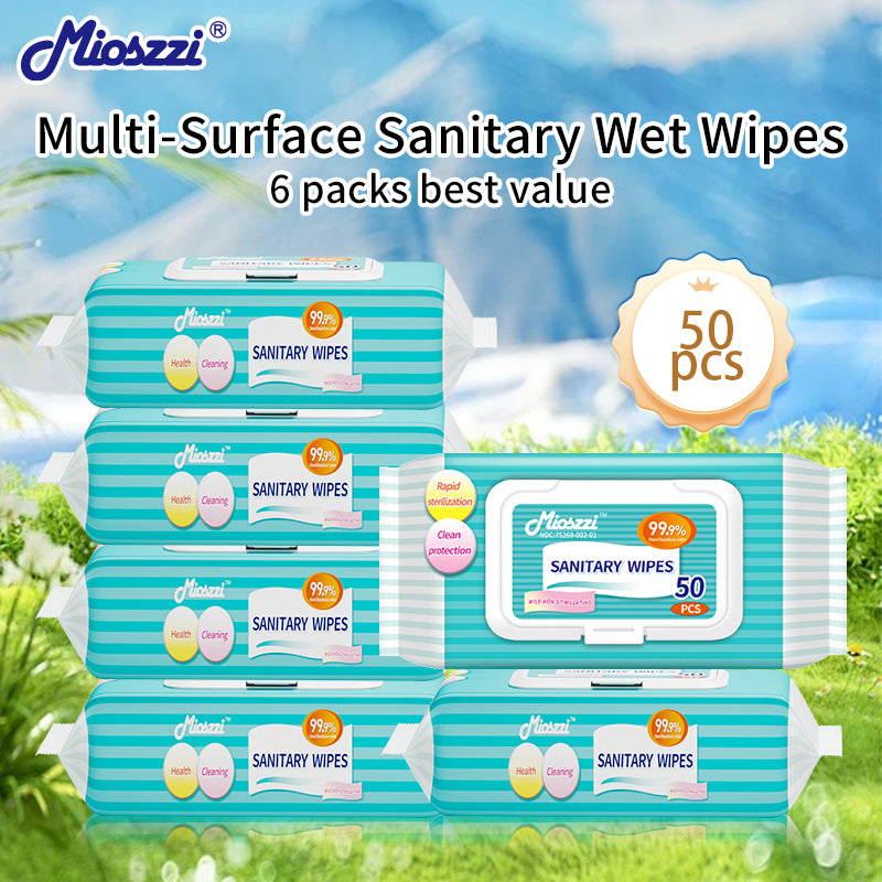 1. Water-based wipes, moisturizing the skin while cleaning it.

2. Selected formula, effectively reducing skin irritation, suitable for wiping the body and private parts.

3. Sterilizing and disinfecting wipes, effectively reducing the number of bacteria.

4. Sanitary and disinfecting sanitary wipes are 3 times stronger than paper towels.

5. Mioszzi travel-sized sanitary wipes, large quantity and affordable price.
