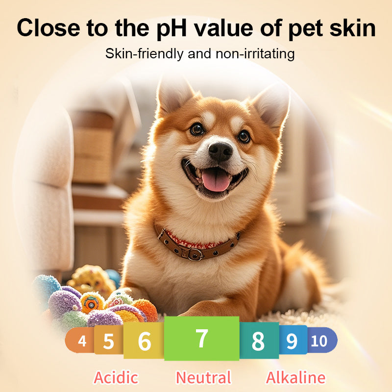 1. Added with aloe vera essence and fermented coconut oil, it cleans and deeply moisturizes pet skin and hair.

2. It does not contain dyes, bleach, etc., is gentle and non-irritating, suitable for cats and dogs, and can also be used by sensitive pets.

3. Removes sweat, body oil and stubborn dirt, deeply deodorizes and inhibits bacterial growth, and cleans more thoroughly.

4. The cleaning power reaches the root of the hair directly, and deeply cleans without residue, and the low-irritation formula reduces