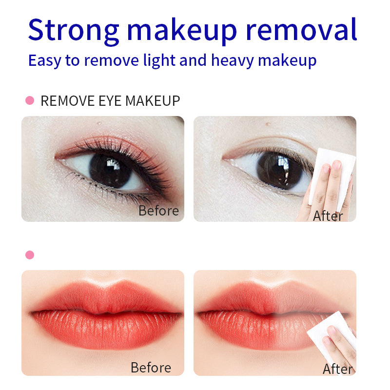 1. Suitable for a wide range of people, suitable for sensitive skin, aging skin.

2. Plant-based wipes, gentle and non-irritating.

3. No dyes, artificial fragrances, safer to use.

4. Simple makeup remover wipes, gently clean the skin and remove waterproof makeup.

5. Mild weak acid formula, maintain skin PH balance.