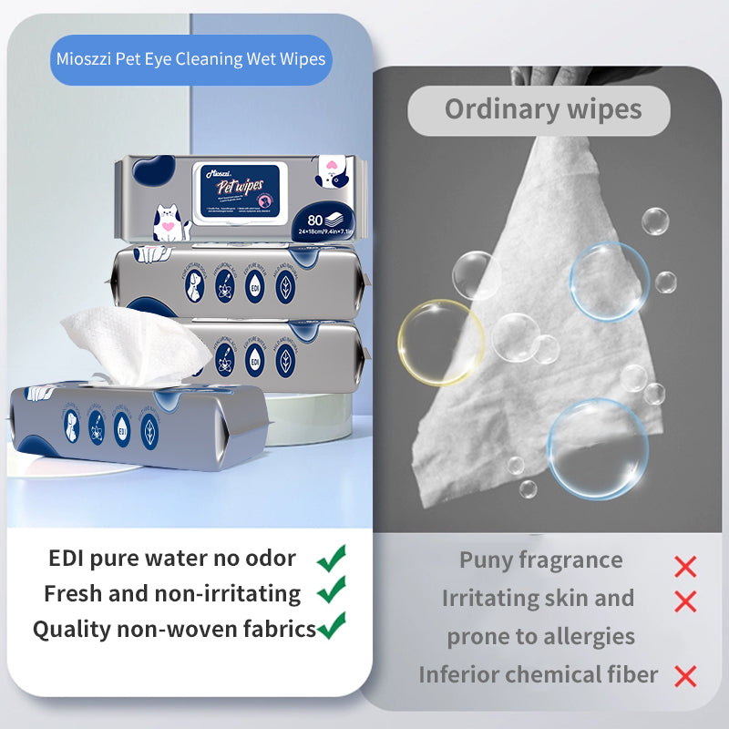 1. Natural organic ingredients, gentle plant formula, care for the health of pets.
2. Wipes can remove loose hairs and dirt for quick cleaning.
3. Wipe away environmental allergens or irritants to reduce dog dander well.
4. The added witch hazel extract can moisturize dry skin without rinsing, which is convenient and hygienic.
5. Universal wipes for puppies and large dogs.