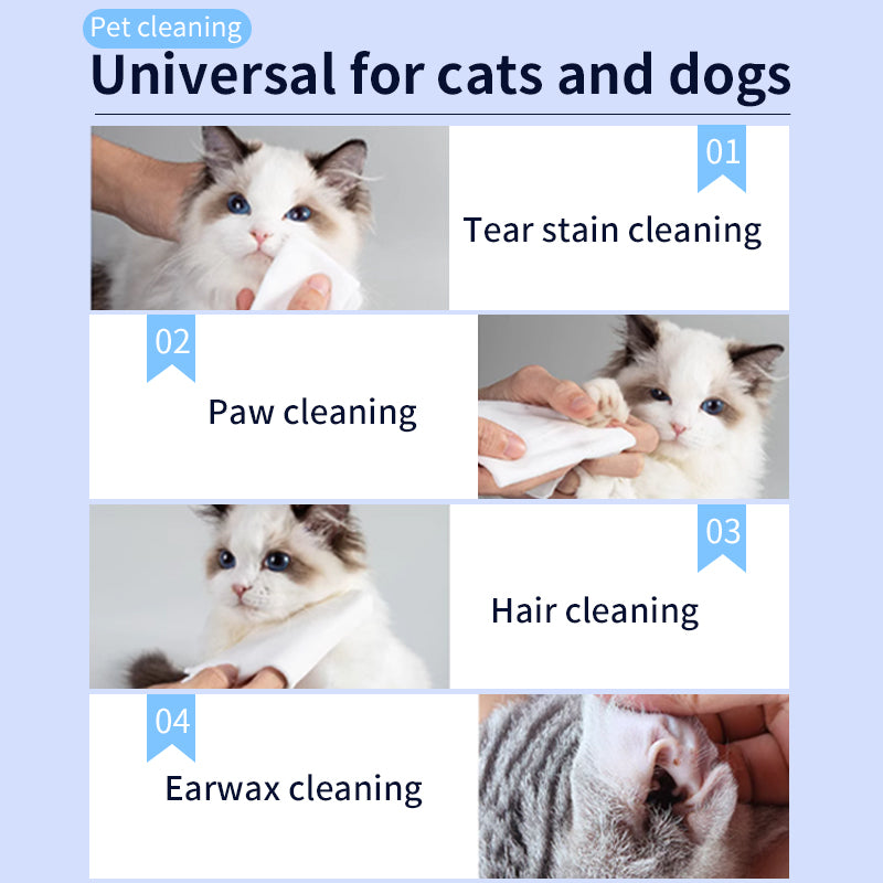 1. Natural organic ingredients, gentle plant formula, care for the health of pets.
2. Wipes can remove loose hairs and dirt for quick cleaning.
3. Wipe away environmental allergens or irritants to reduce dog dander well.
4. The added witch hazel extract can moisturize dry skin without rinsing, which is convenient and hygienic.
5. Universal wipes for puppies and large dogs.