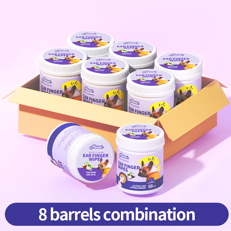 1、Mioszzi ear finger wipes for dogs , cats and other small animals.

2、Gently remove ear wax, debris, sooths and deodorizes , relieve ear itching and inflammation.

3、Diversity of usage，can be used to clean ears, teeth and around eyes.

4、All natural ingredients, alcohol free ,gentle and non-irritating, protecting the health of pets.

5、Wider and larger finger sleeve, pearl pattern design, cleans more thoroughly.
