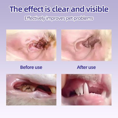 1、Pet universal type, suitable for cats, dogs, rabbits, hamsters and other pets.

2、Versatile, can be used to clean ears, teeth, around eyes and toes.

3、All natural ingredients, alcohol free ,gentle and non-irritating, protecting the health of pets.

4、Effectively removes ear wax and debris, soothes and deodorizes, and relieves ear itching and inflammation.

5、Finger-type wipes are more convenient to use and clean more carefully.