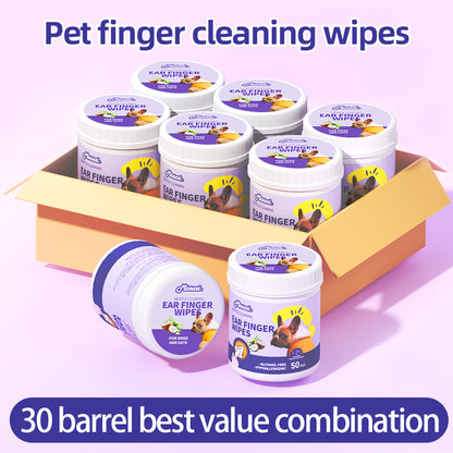 1、Pet universal type, suitable for cats, dogs, rabbits, hamsters and other pets.

2、Versatile, can be used to clean ears, teeth, around eyes and toes.

3、All natural ingredients, alcohol free ,gentle and non-irritating, protecting the health of pets.

4、Effectively removes ear wax and debris, soothes and deodorizes, and relieves ear itching and inflammation.

5、Finger-type wipes are more convenient to use and clean more carefully.