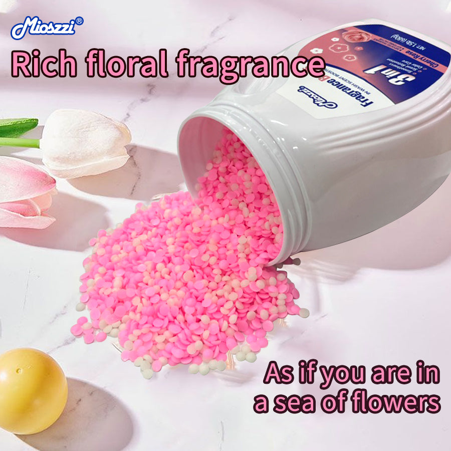 1. Smooth, fragrance retention, and color protection in one.

2. Use laundry fragrance beads to effectively prevent fabric damage.

3. It can effectively remove sweat stains that are difficult to remove.

4. Use deodorant beads to enhance freshness and maintain a good mood all day long.

5. Safe for all loads including towels, active wear and children's sleepwear.