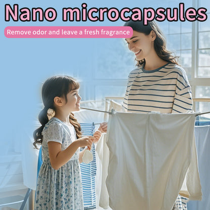 1. Smooth, fragrance retention, and color protection in one.

2. Use laundry fragrance beads to effectively prevent fabric damage.

3. It can effectively remove sweat stains that are difficult to remove.

4. Use deodorant beads to enhance freshness and maintain a good mood all day long.

5. Safe for all loads including towels, active wear and children's sleepwear.