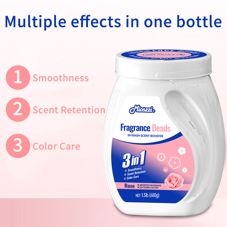 1. Smooth, fragrance retention, and color protection in one.

2. Use laundry fragrance beads to effectively prevent fabric damage.

3. It can effectively remove sweat stains that are difficult to remove.

4. Use deodorant beads to enhance freshness and maintain a good mood all day long.

5. Safe for all loads including towels, active wear and children's sleepwear.