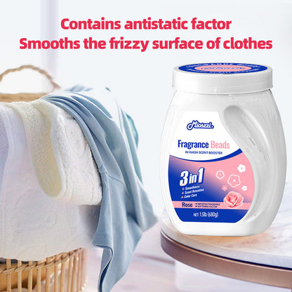 1. Laundry fragrance beads using deodorant technology effectively decompose odor molecules.

2. Microcapsule blasting technology allows clothes to retain fragrance for a long time.

3. Deodorant beads used for clothes can effectively remove sweat stains that are difficult to remove.

4. Effectively soften fabrics, anti-static to prevent clothing from clumping.

5. Value pack combination suitable for home use, large quantity and affordable price.