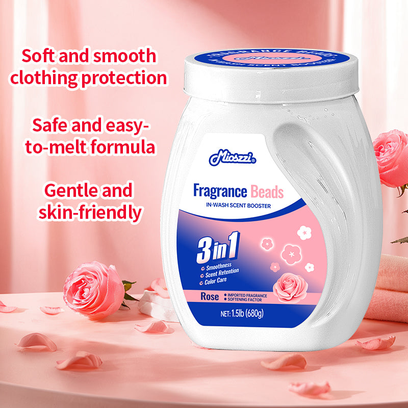1. Laundry fragrance beads use deodorization technology to effectively decompose odor molecules.

2. Microcapsule blasting technology allows clothes to retain fragrance for a long time.

3. Clothing deodorizing beads can effectively remove sweat stains and body odor that are difficult to remove.

4. Effectively soften fabrics, prevent static electricity, and prevent clothing from clumping.

5. Super value combination pack, suitable for home use, safe and easy-to-melt formula.