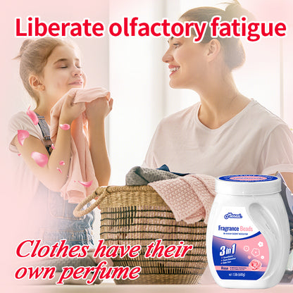 1. Laundry fragrance beads use deodorization technology to effectively decompose odor molecules.

2. Microcapsule blasting technology allows clothes to retain fragrance for a long time.

3. Clothing deodorizing beads can effectively remove sweat stains and body odor that are difficult to remove.

4. Effectively soften fabrics, prevent static electricity, and prevent clothing from clumping.

5. Super value combination pack, suitable for home use, safe and easy-to-melt formula.