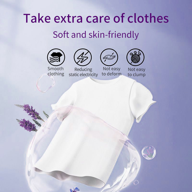 1. Smooth, fragrance retention, and color protection in one.

2. Use laundry fragrance beads to effectively prevent fabric damage.

3. It can effectively remove sweat stains that are difficult to remove.

4. Use deodorant beads to enhance freshness and maintain a good mood all day long.

5. Safe for all loads including towels, active wear and children's sleepwear.