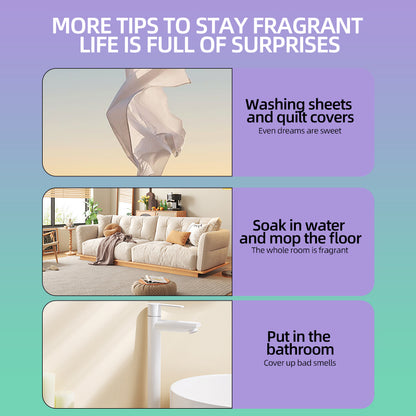 1、1.5lb large barrel, suitable for home use, large quantity and affordable.

2、Smooth, fragrance retention and color protection in one.

3、Effectively prevent clothes from clumping, remove static electricity, and help clothes restore their natural elasticity and softness.

4、The scent of lavender and violet keeps the clothes fragrant for a long time.

5、Suitable for all washing machines and all fabrics.