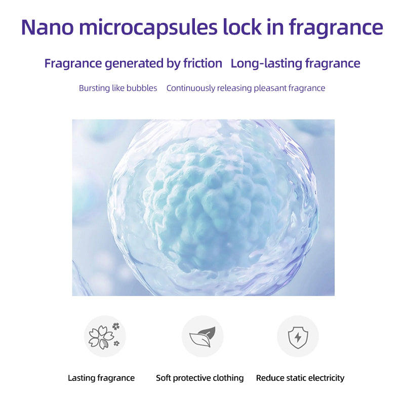 1. Powerful function, effective softening of fabrics, anti-static.

2. Hypoallergenic formula, safe to use for sensitive skin.

3. Laundry freshener that stays away from odor troubles.

4. Colloidal microcapsule technology, rubbing clothes to keep fragrance for a long time.

5. Large package suitable for home use, large quantity and affordable price.