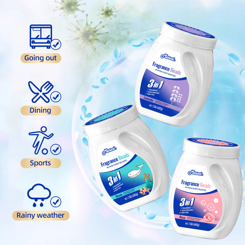 1. There are three scents: ocean, lavender and cherry blossom. All scents can be experienced.

2. Powerful function, effective softening of fabrics, anti-static.

3. Hypoallergenic formula, safe to use for sensitive skin.

4. Laundry freshener that stays away from odor troubles.

5. Colloidal microcapsule technology, rubbing clothes to keep fragrance for a long time.

6. Large package suitable for home use, large quantity and affordable price.