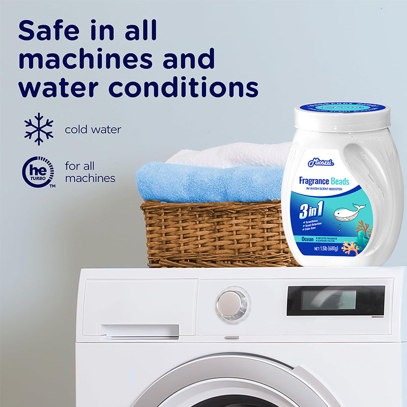 1、1.5lb large barrel, suitable for home use, large quantity and affordable.

2、Smooth, fragrance and color protection in one.

3、Effectively prevent clothes from clumping, remove static electricity, and help clothes restore their natural elasticity and skin-friendly softness.

4、The sea breeze fragrance created by the collision of cedar and amber keeps the clothes fragrant.

5、Suitable for all washing machines and safe for all fabrics.