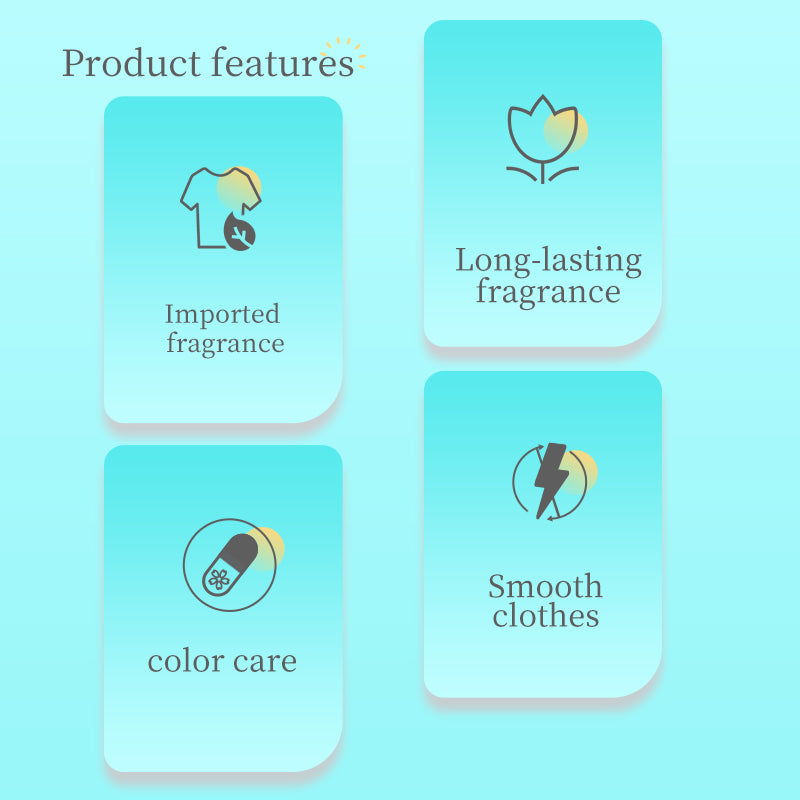 1、1.5lb large barrel for family use, large quantity and affordable.

2、Smoothness、scent retention and color care three effects in one.

3、Effectively prevent the&nbsp;clothing from clumping, remove static electricity and help the clothing to restore its&nbsp;natural elasticity and softness to the skin.

4、The cedar and amber collision of the sea breeze fragrance, makes clothes continue to retain fragrance.

5、Safe on all washing machines and safe on all fabrics.