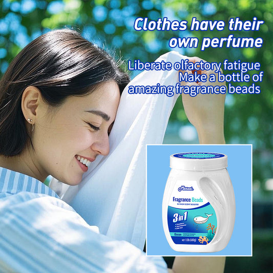 1. Laundry fragrance beads use deodorizing technology to effectively decompose odor molecules.

2. Microcapsule sandblasting technology allows clothes to retain fragrance for a long time.

3. Clothing deodorizing beads can effectively remove sweat stains that are difficult to remove.

4. Effectively soften fabrics, prevent static electricity, and prevent clothes from clumping.

5. Super value combination pack, suitable for home use, safe and easy-to-melt formula.