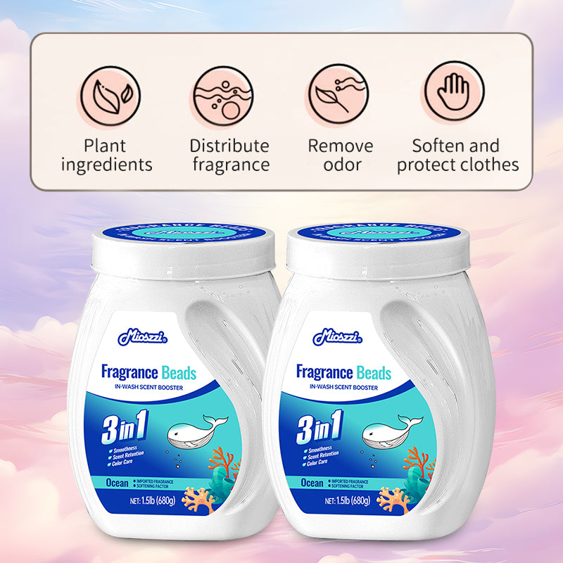 1. Laundry fragrance beads use deodorizing technology to effectively decompose odor molecules.

2. Microcapsule sandblasting technology allows clothes to retain fragrance for a long time.

3. Clothing deodorizing beads can effectively remove sweat stains that are difficult to remove.

4. Effectively soften fabrics, prevent static electricity, and prevent clothes from clumping.

5. Super value combination pack, suitable for home use, safe and easy-to-melt formula.