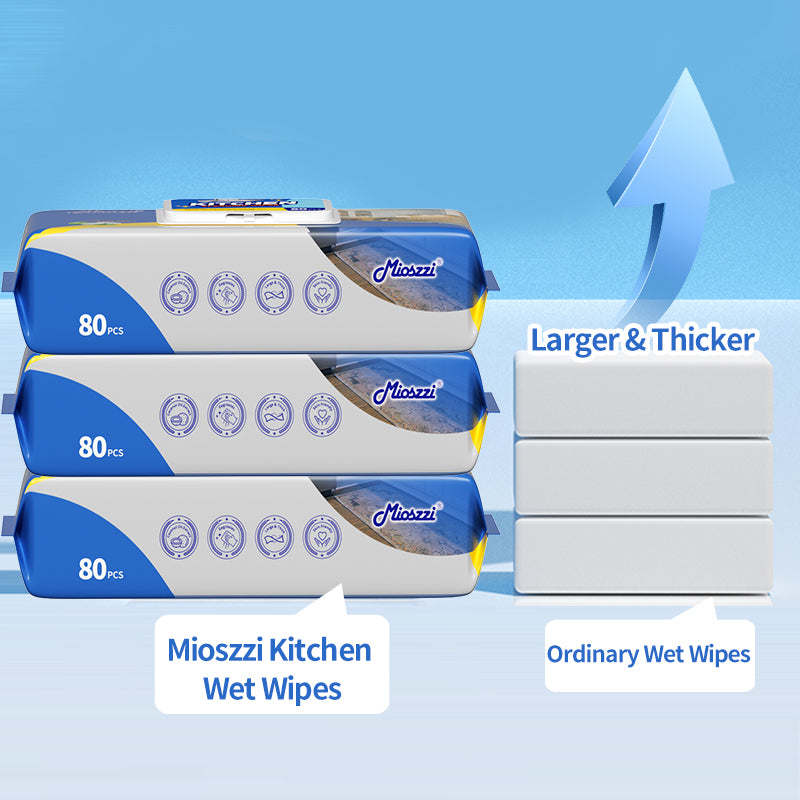 1. Contains highly effective degreasing essence ingredients, and the cleaning effect is far superior to ordinary rags.

2. Widely used in areas such as cookers, tableware, countertops, kitchen walls, range hoods, and sinks.

3. Deeply decomposes stubborn grease, keeping the clean surface as bright and clean as new.

4. Kitchen cleaning wipes are made of spunlace non-woven fabrics, which are thick, soft to the touch and durable.

5. All-purpose cleaning wipes, disposable and rinse-free