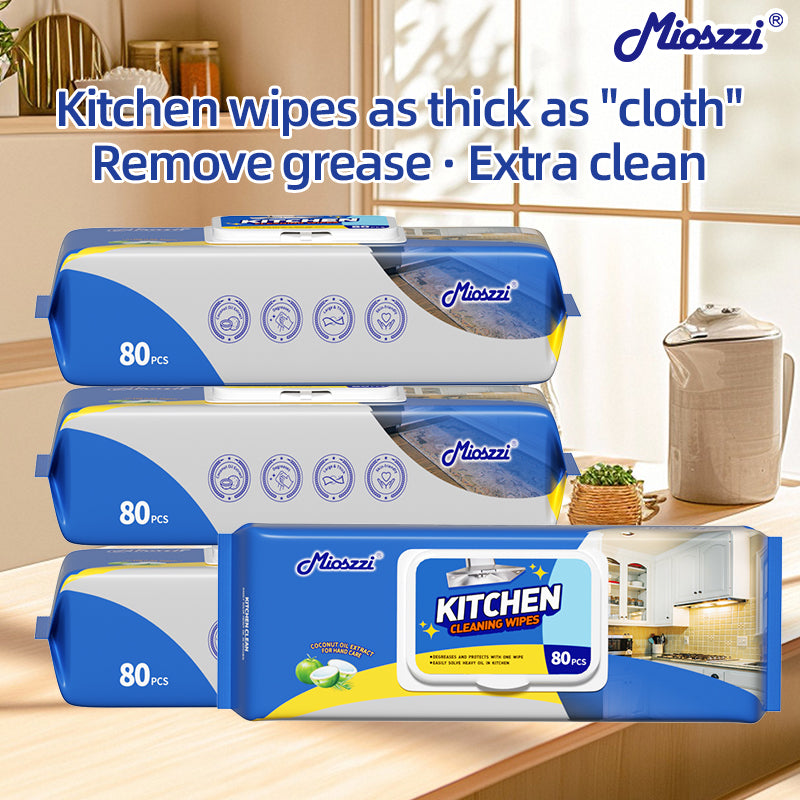 1. An efficient way to remove oil, surpassing traditional rags and degreasers, easily dealing with stubborn oil stains.

2. Effectively removes oil, dirt, and sticky fingerprints on countertops, appliances, and stoves, giving them a clean luster.

3. Contains no bleach and irritants, and gently cares for hands while providing excellent cleaning results.

4. Disposable cleaning wipes, throw away after use, ensuring freshness and hygiene every time you use them.

5. Super large capacity design to meet high-fr