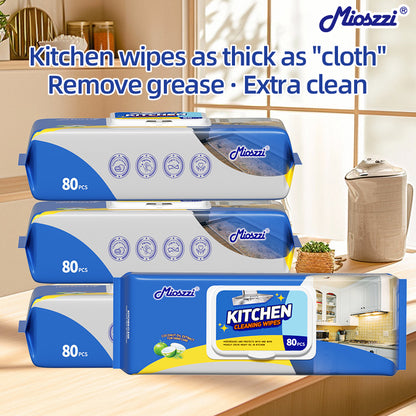 1. An efficient way to remove oil, surpassing traditional rags and degreasers, easily dealing with stubborn oil stains.

2. Effectively removes oil, dirt, and sticky fingerprints on countertops, appliances, and stoves, giving them a clean luster.

3. Contains no bleach and irritants, and gently cares for hands while providing excellent cleaning results.

4. Disposable cleaning wipes, throw away after use, ensuring freshness and hygiene every time you use them.

5. Super large capacity design to meet high-fr