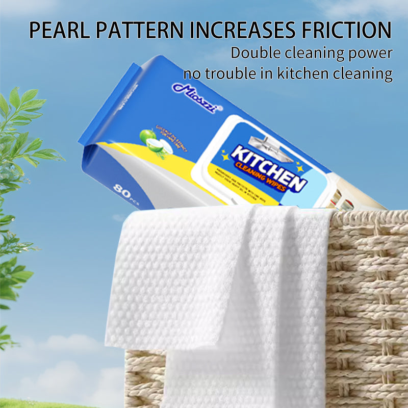 1. Add surfactants to deeply disintegrate oil stains, and the cleaning power is several times higher than that of ordinary rags.

2. Suitable for pots, tableware, stoves, walls, range hoods, sinks and kitchen appliances, easily cope with various oil stains.

3. Soft, thick and skin-friendly material, not easy to tear or shed, the surface is smooth and traceless after wiping.

4. Pearl pattern non-woven fabric, flexible and oil-absorbent and not easy to break, can be repeatedly wiped in multiple areas.