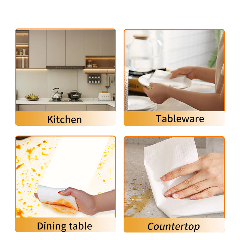 1. Add surfactants to deeply disintegrate oil stains, and the cleaning power is several times higher than that of ordinary rags.

2. Suitable for pots, tableware, stoves, walls, range hoods, sinks and kitchen appliances, easily cope with various oil stains.

3. Soft, thick and skin-friendly material, not easy to tear or shed, the surface is smooth and traceless after wiping.

4. Pearl pattern non-woven fabric, flexible and oil-absorbent and not easy to break, can be repeatedly wiped in multiple areas.