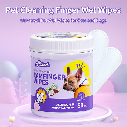 1. Gently remove dirt, debris, and odors. And has excellent deodorizing ability, bringing a refreshing experience to pets.

2. Added fermented coconut oil, tea tree oil, and aloe vera extract ingredients to deeply nourish the hair and smooth frizz.

3. Effectively remove sweat and dirt, while playing an antibacterial role to protect the health of pets.

4. Exuding a refreshing coconut aroma, it can calm and soothe the tension of pets, allowing pets to enjoy cleaning.

5. Multifunctional pet finger wipes,