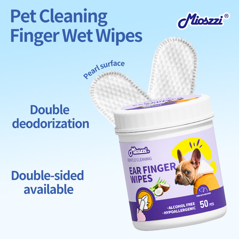 1. Gently remove dirt, debris, and odors. And has excellent deodorizing ability, bringing a refreshing experience to pets.

2. Added fermented coconut oil, tea tree oil, and aloe vera extract ingredients to deeply nourish the hair and smooth frizz.

3. Effectively remove sweat and dirt, while playing an antibacterial role to protect the health of pets.

4. Exuding a refreshing coconut aroma, it can calm and soothe the tension of pets, allowing pets to enjoy cleaning.

5. Multifunctional pet finger wipes,