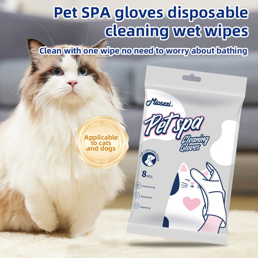 1. Water-based wipes, super absorbent, moisturizing pet skin.

2. Plant-based non-woven fabric, extra thick and soft, tear-resistant.

3. Deodorizing wipes, effectively remove unpleasant odors.

4. Hypoallergenic formula, safe for cats and dogs.

5. Clean dirt from paws and skin, grooming cleaning mitt wipes.