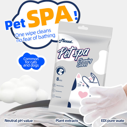 1. Water-based wipes, super absorbent, moisturizing pet skin.

2. Plant-based non-woven fabric, extra thick and soft, tear-resistant.

3. Deodorizing wipes, effectively remove unpleasant odors.

4. Hypoallergenic formula, safe for cats and dogs.

5. Clean dirt from paws and skin, grooming cleaning mitt wipes.