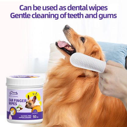 1. Safe alcohol-free formula, specially designed for pets, ensuring pet-friendly wipes.

2. Infused with tea tree oil essence, it effectively nourishes pet hair and brings a smooth and smooth effect.

3. It has strong cleaning power, can easily remove dirt on pets, and has an anti-itching effect.

4. Multifunctional finger wipes, suitable for cleaning and care of sensitive areas such as pets' buttocks and eyes.

5. It adopts a barrel packaging design with good sealing, so there is no need to worry .