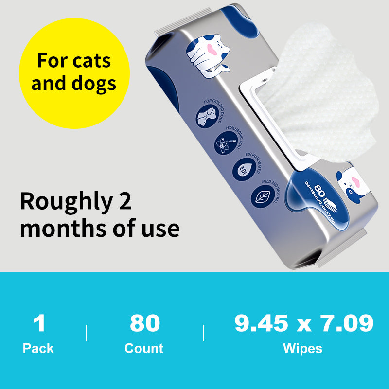 1. General-purpose wipes, designed for daily cleaning of pets, suitable for skin and hair care.

2. EDI pure water formula, mild and hypoallergenic formula, safer for sensitive skin.

3. Inhibit bacterial growth, significantly reduce dandruff production, and deepen decontamination more thoroughly.

4. Double-layer sealing design, leak-proof and moisture-locking, keep pets fresh for a long time during long journeys.

5. The larger and thicker single piece covers an area of 30%, the pearl pattern enhances fri