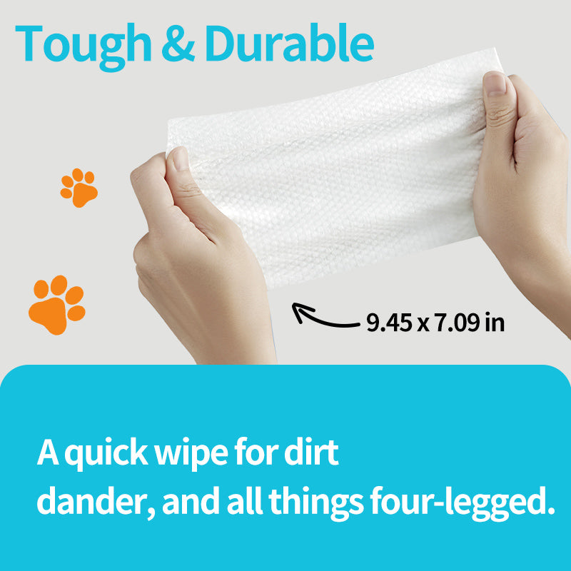 1. General-purpose wipes, designed for daily cleaning of pets, suitable for skin and hair care.

2. EDI pure water formula, mild and hypoallergenic formula, safer for sensitive skin.

3. Inhibit bacterial growth, significantly reduce dandruff production, and deepen decontamination more thoroughly.

4. Double-layer sealing design, leak-proof and moisture-locking, keep pets fresh for a long time during long journeys.

5. The larger and thicker single piece covers an area of 30%, the pearl pattern enhances fri