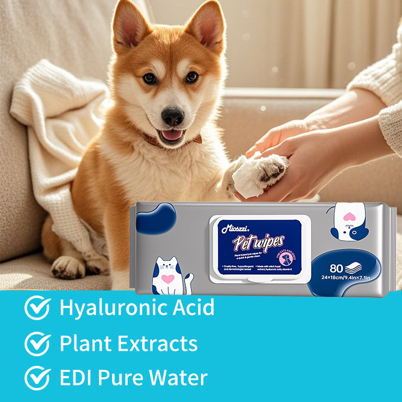 1. General-purpose wipes, designed for daily cleaning of pets, suitable for skin and hair care.

2. EDI pure water formula, mild and hypoallergenic formula, safer for sensitive skin.

3. Inhibit bacterial growth, significantly reduce dandruff production, and deepen decontamination more thoroughly.

4. Double-layer sealing design, leak-proof and moisture-locking, keep pets fresh for a long time during long journeys.

5. The larger and thicker single piece covers an area of 30%, the pearl pattern enhances fri