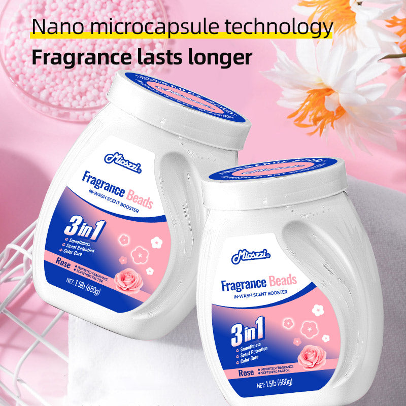1. Smooth clothing, long-lasting fragrance, and color protection in one.

2. Clothing deodorizing beads can effectively remove sweat stains that are difficult to remove.

3. Feel the fragrant floral scent, as if wandering in the season of blooming flowers, gentle and calm.

4. Microcapsule blasting technology makes the fragrance of clothing last.

5. Effectively prevent clothing from clumping and wrinkling, and remove static electricity.