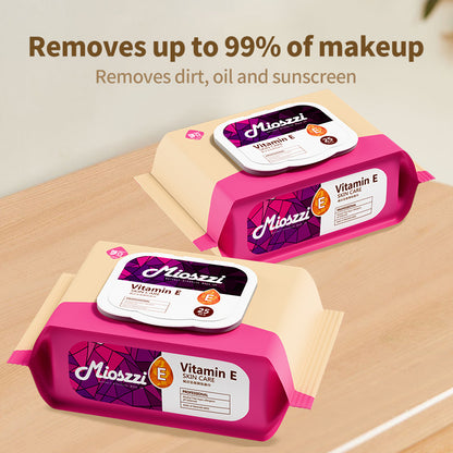1. Makeup remover wipes with vitamin E to cleanse and moisturize skin.

2. Hypoallergenic formula without added fragrance and harsh chemicals.

3. Effectively removes dirt, oil, and makeup, leaving your face feeling fresh, moisturized, and clean.

4. Smooth texture of flat facial cleansing wipes with low friction to ensure no damage to the stratum corneum.

5. Best facial cleansing wipes for cleansing, moisturizing and soothing.
