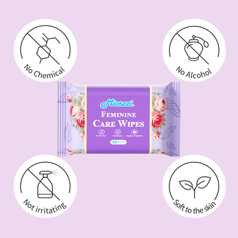 6 Packs Natural Feminine Care Wet Wipes Female Toilet Wipes Daily Refreshing Wipes Removes Odor PH Balanced No Chemical Alcohol Free Non Irritating Anti Itch Travel Size Women Wipes for Vagina & Armpit Cleaning
